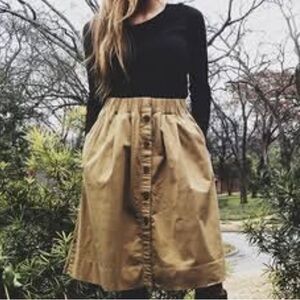 J Crew Tan Button-Front A-Line Skirt - Women